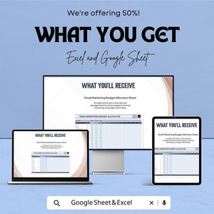 50% OFF - Email Marketing Budget Allocator Sheet - Excel & Google Sheets | Manage and Track Email Marketing Budgets | Customizable |