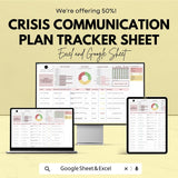 Crisis Communication Plan Tracker Sheet | Excel & Google Sheets Template | Crisis Management Tool | Business Planning | Communication |