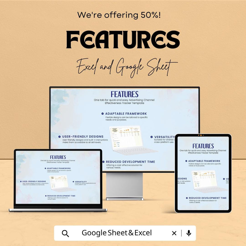 Advertising Channel Effectiveness Tracker Sheet | Excel & Google Sheet Template | Track Campaign Performance | Marketing Analytics Tool |