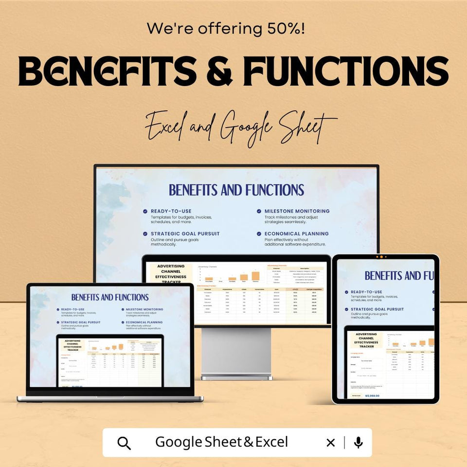 Advertising Channel Effectiveness Tracker Sheet | Excel & Google Sheet Template | Track Campaign Performance | Marketing Analytics Tool |