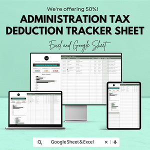 50% OFF - Administration Tax Deduction Tracker Sheet - Excel & Google Sheets | Manage Tax Deductions and Expenses | Tax Filing Template |