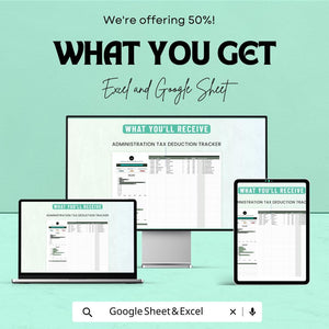 50% OFF - Administration Tax Deduction Tracker Sheet - Excel & Google Sheets | Manage Tax Deductions and Expenses | Tax Filing Template |