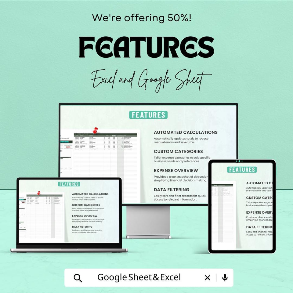 50% OFF - Administration Tax Deduction Tracker Sheet - Excel & Google Sheets | Manage Tax Deductions and Expenses | Tax Filing Template |
