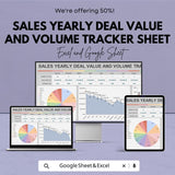 Sales Yearly Deal Value and Volume Tracker | Sales Deal Management | Excel & Google Sheets Template | Sales Performance Tracker | 50% Off