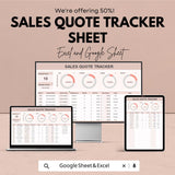 Sales Quote Tracker Sheet | Sales Quote Management | Excel & Google Sheets Template | Sales Performance Tracking | 50% Off