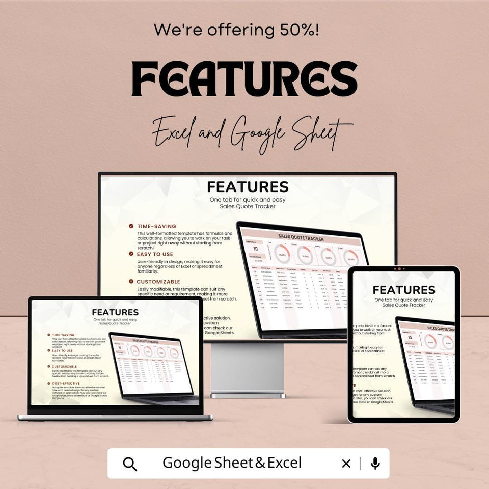 Sales Quote Tracker Sheet | Sales Quote Management | Excel & Google Sheets Template | Sales Performance Tracking | 50% Off