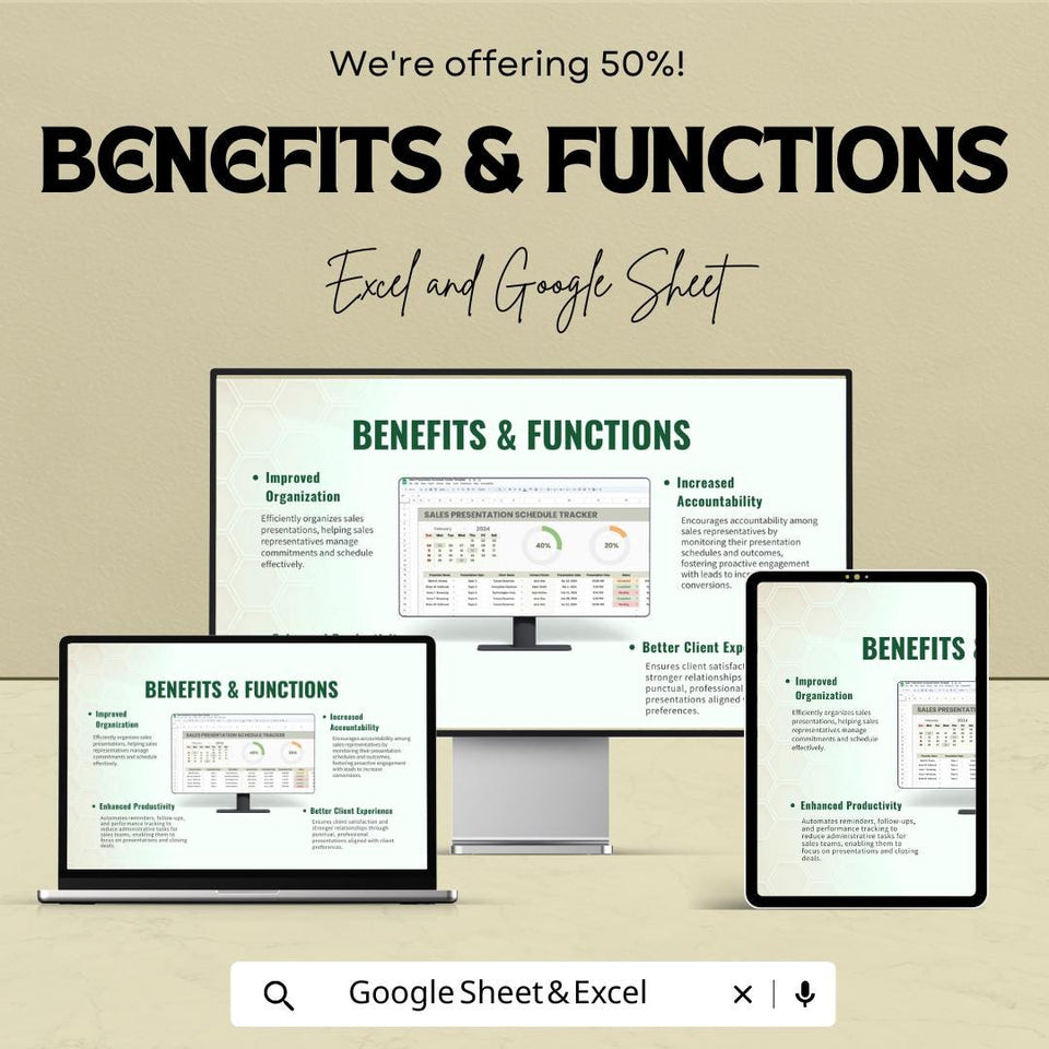 Sales Presentation Schedule Tracker Sheet | Sales Meeting Planner | Excel & Google Sheets Template | Presentation Schedule Management |