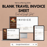 Blank Travel Invoice Sheet | Excel & Google Sheet Template | Travel Expense Invoice | Customizable Invoice Template | 50% OFF Now!