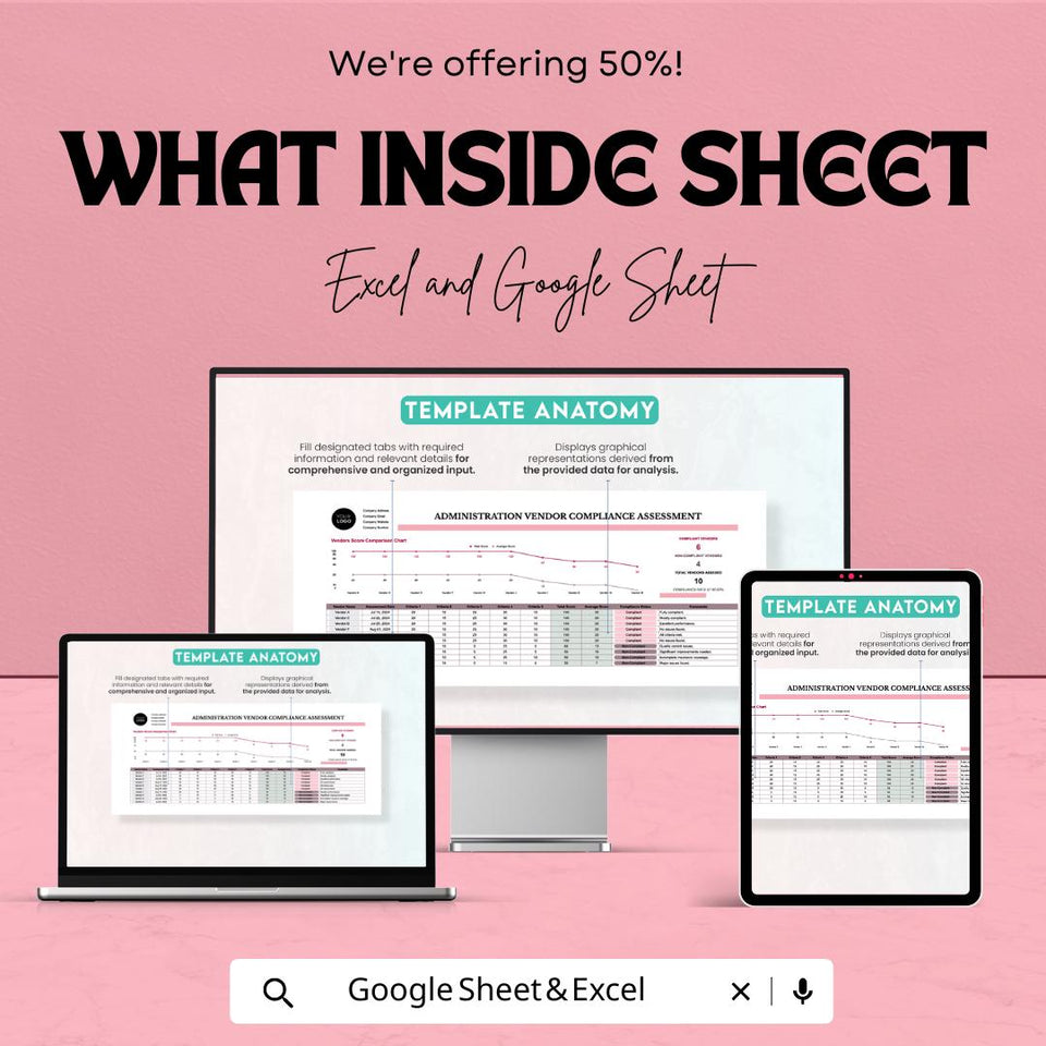 Administration Vendor Compliance Assessment Sheet | Google Sheet Template | Vendor Score Tracker | Compliance Scoring | Risk Mitigation |