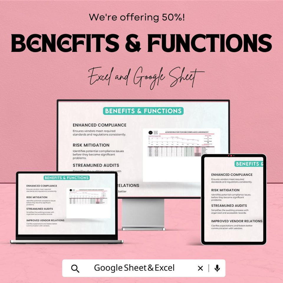 Administration Vendor Compliance Assessment Sheet | Google Sheet Template | Vendor Score Tracker | Compliance Scoring | Risk Mitigation |