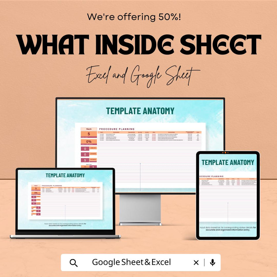 Accounting Procedure Planning Sheet | Excel & Google Sheet Template | Task Scheduler | Budget Tracker | Resource Allocation | 50% OFF Now!