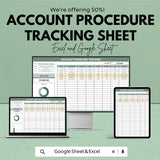 Account Procedure Tracking Sheet | Excel & Google Sheet Template | Task and Budget Tracker | Expense Log | Progress Tracking | 50% OFF!