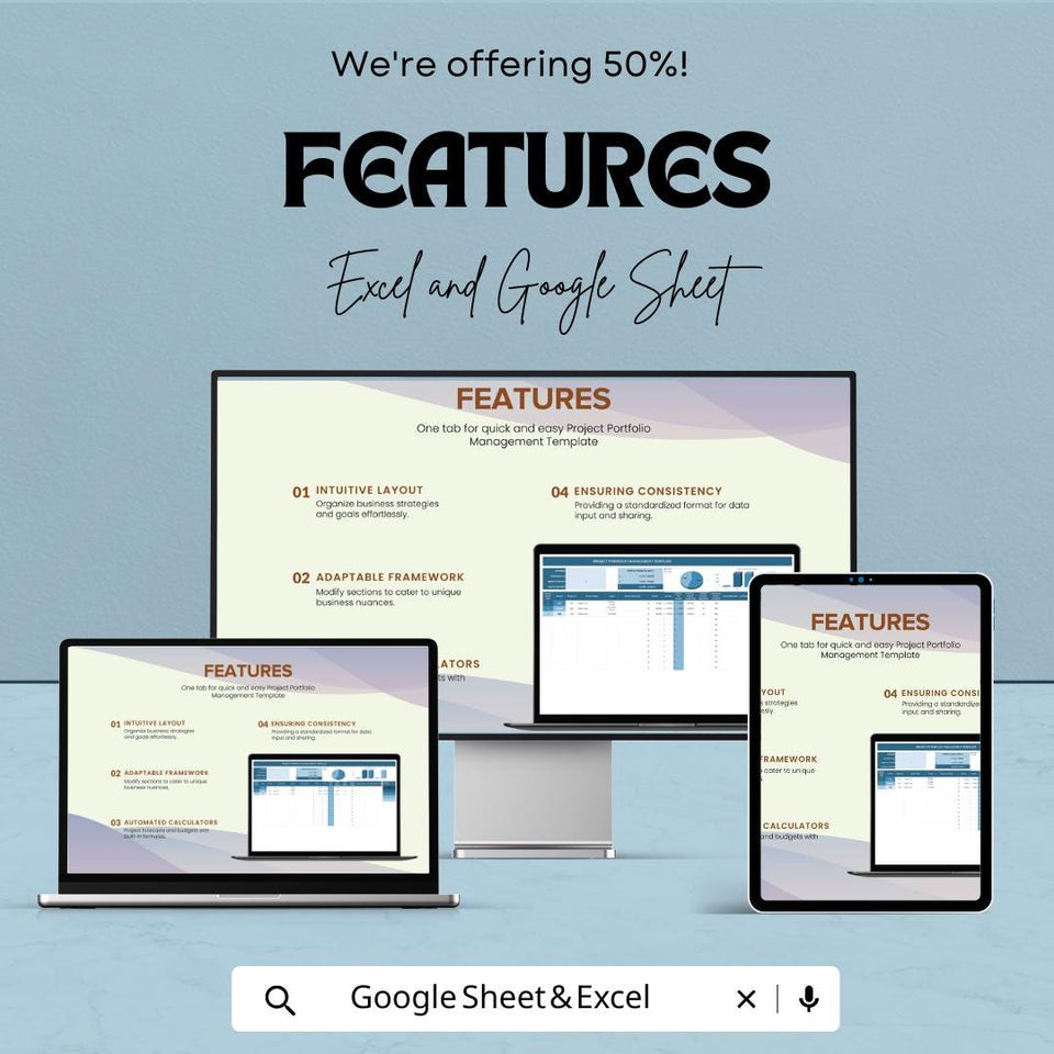 Project Portfolio Management Sheet - Excel and Google Sheets Template for Tracking, Budgeting & Reporting
