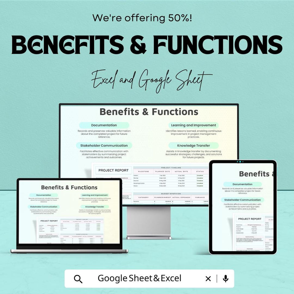 Project Completion Report Sheet | Excel & Google Sheets Template | Track Project Milestones, Budget, and Completion Status |