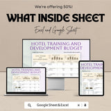 Hotel Training and Development Budget Sheet – Excel & Google Sheet Template – 2024 Training Budgeting for Hotels – Track Staff Training