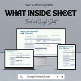 Engineering Project Plan Sheet | Excel & Google Sheets Template | Project Budgeting, Timeline Management, Task Assignment |