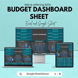Budget Dashboard Sheet | Excel and Google Sheet Template | Financial Tracker | Budget Allocation & Expense Monitoring Tool
