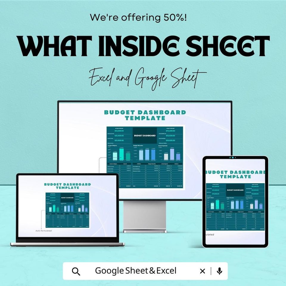 Budget Dashboard Sheet | Excel and Google Sheet Template | Financial Tracker | Budget Allocation & Expense Monitoring Tool