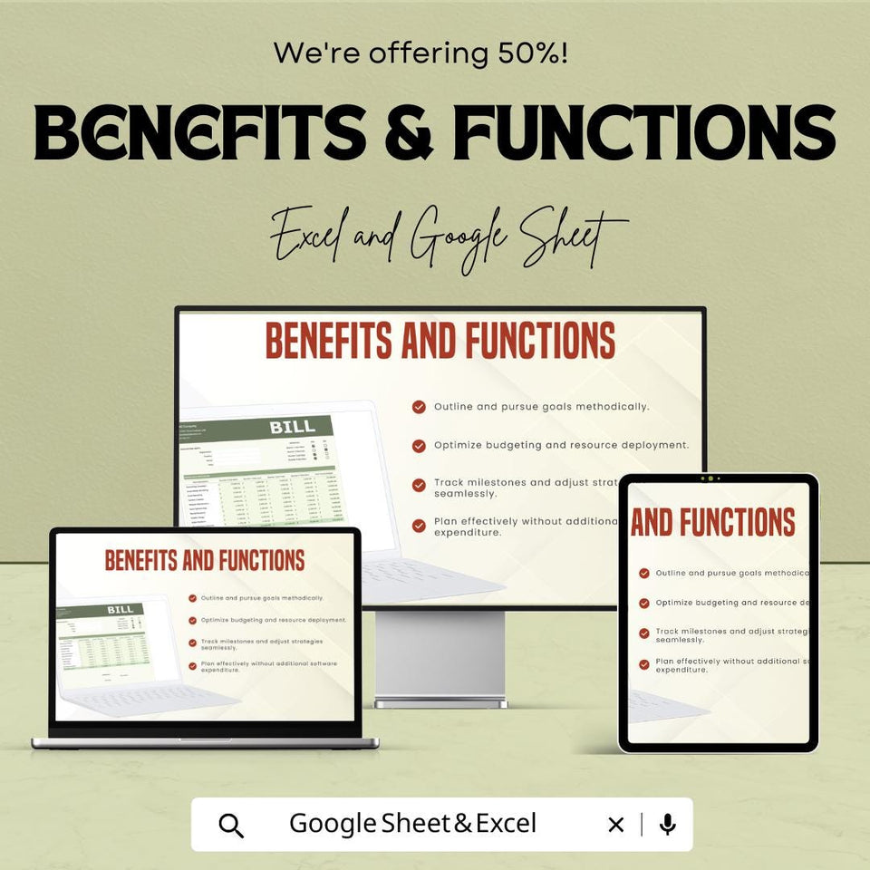 Budget Bill Sheet – Excel & Google Sheets Template for Efficient Budgeting – 50% Off