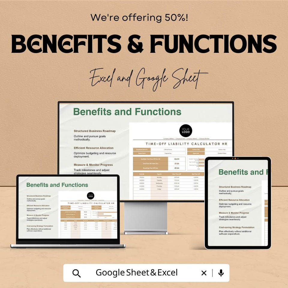 Time-Off Liability Calculator HR Sheet | Excel and Google Sheets Template | Track Employee Time-Off & Liabilities | 50% OFF