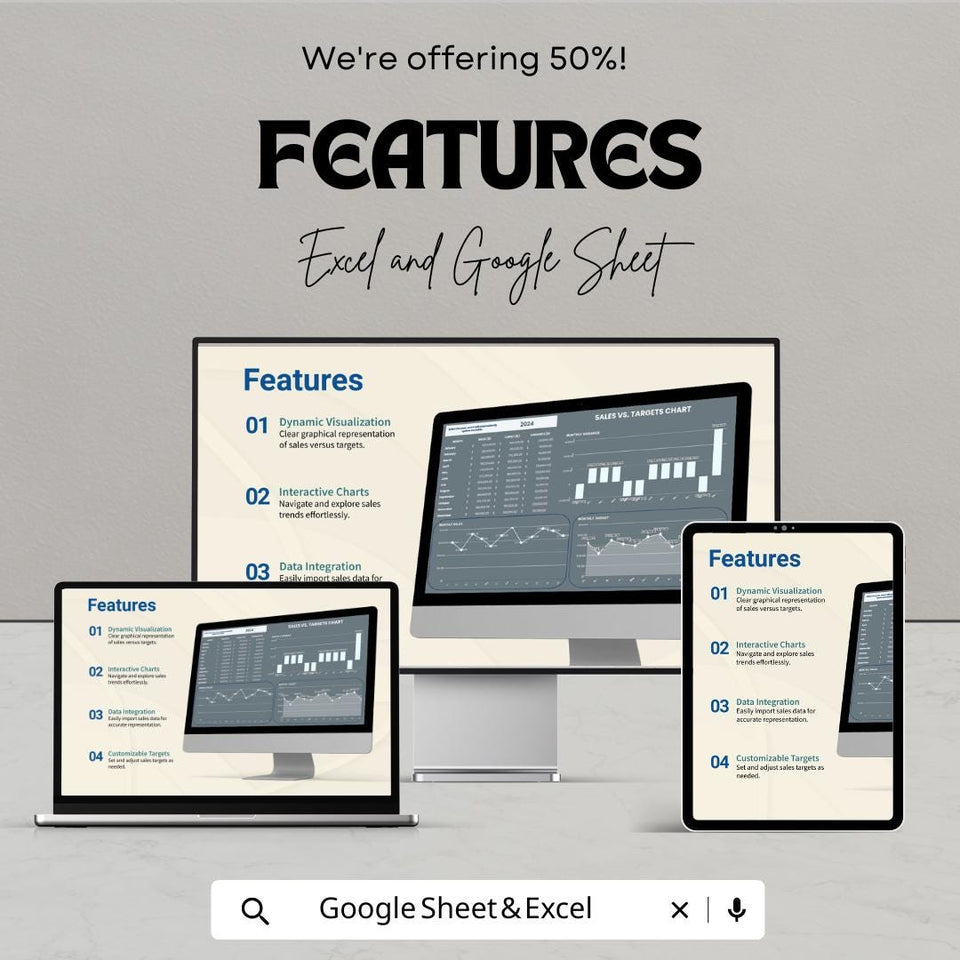 Sales vs. Targets Chart Template for Excel & Google Sheets - Track Sales Performance Easily