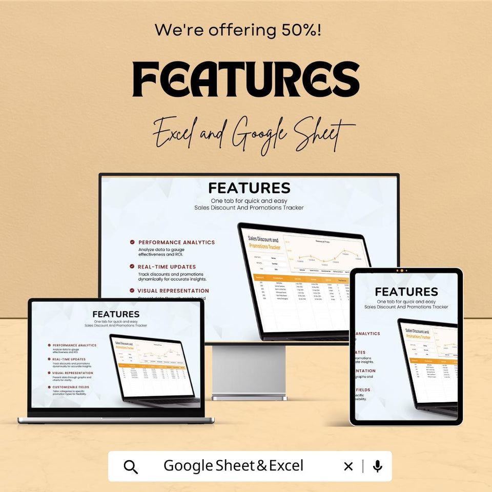 Sales Discount & Promotions Tracker Template for Excel and Google Sheets - Track Sales Performance