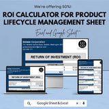 ROI Calculator for Product Lifecycle Management | Excel and Google Sheets Template | Cash Flow, Investment & Marketing ROI | 50% OFF