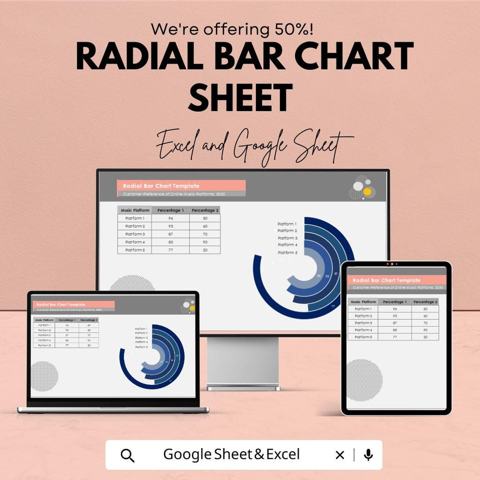 Radial Bar Chart Template for Excel & Google Sheets - Compare Data with Style