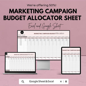 Marketing Campaign Budget Allocator Sheet | Excel and Google Sheets Template | Budget Allocation & ROI Optimization Tool