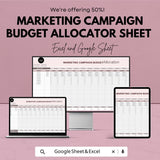 Marketing Campaign Budget Allocator Sheet | Excel and Google Sheets Template | Budget Allocation & ROI Optimization Tool
