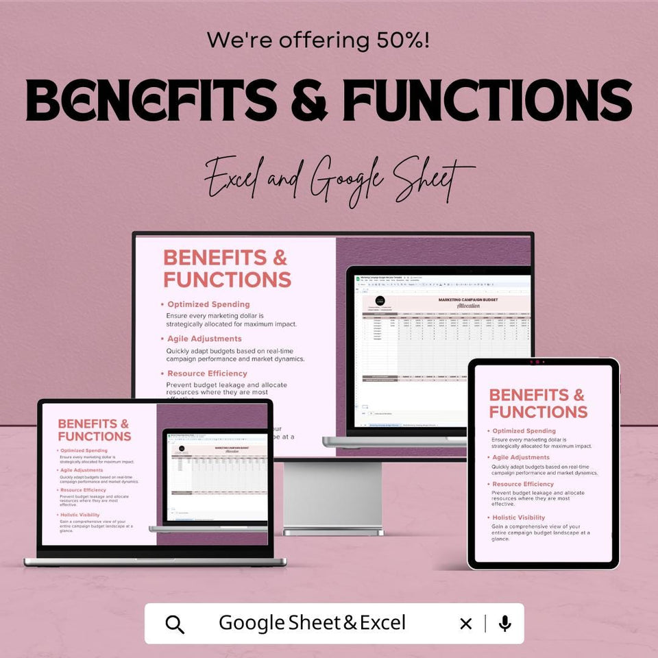 Marketing Campaign Budget Allocator Sheet | Excel and Google Sheets Template | Budget Allocation & ROI Optimization Tool