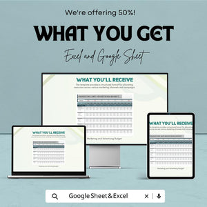 Marketing and Advertising Budget Sheet | Excel and Google Sheets Template | ROI Tracking & Campaign Management