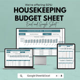 Housekeeping Budget Sheet Template | Excel and Google Sheets | Hotel Budget Management, Cleaning & Labor Costs, Expense Tracking
