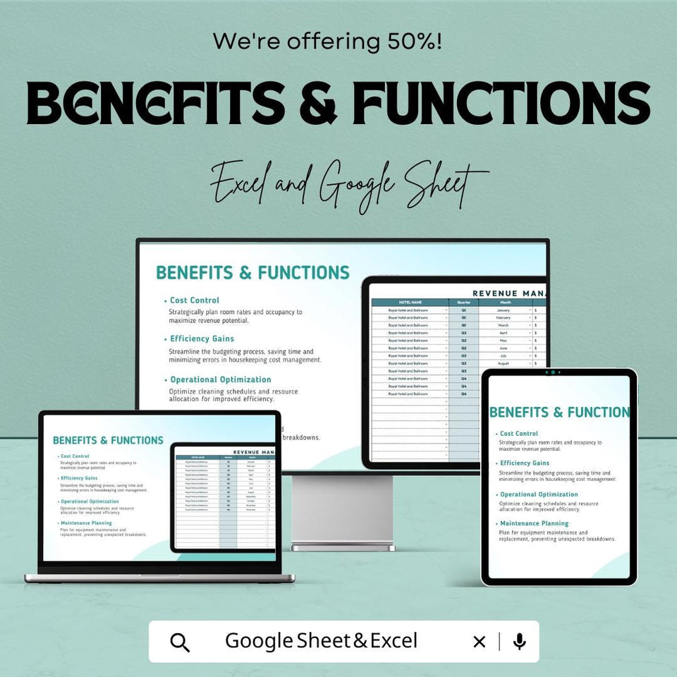 Housekeeping Budget Sheet Template | Excel and Google Sheets | Hotel Budget Management, Cleaning & Labor Costs, Expense Tracking