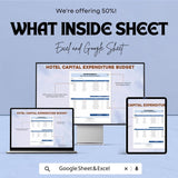 Hotel Capital Expenditure Budget Sheet – Excel and Google Sheets – Manage Hotel Investments & Expenses Efficiently – 50% OFF