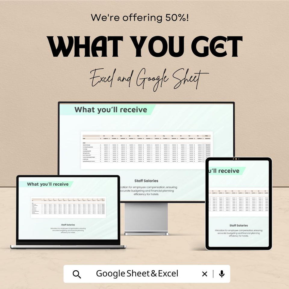 Hotel Budget Financial Model Sheet – Excel & Google Sheets – Comprehensive Financial Planning for Hotels – 50% OFF