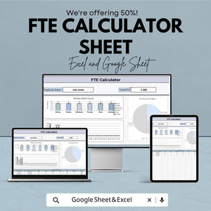FTE Calculator Sheet – Excel and Google Sheets Template for Workforce Planning & Resource Allocation – 50% Off