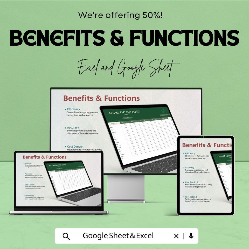 Finance Rolling Forecast Budget Sheet – Excel and Google Sheets – Plan & Track Your Finances with Ease – 50% OFF