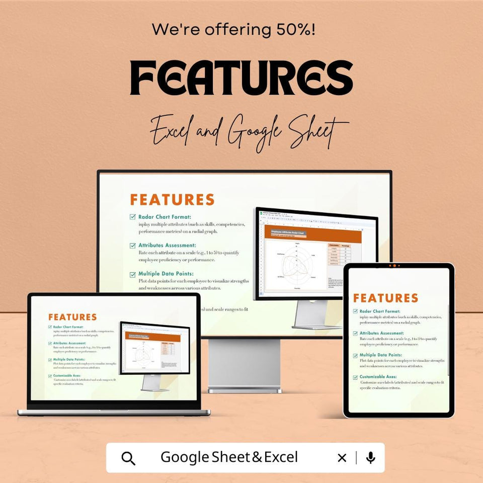 Employee Attributes Radar Chart Template for Excel and Google Sheets - Visualize Employee Skills & Performance