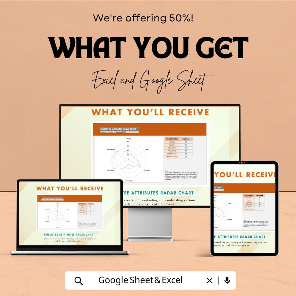 Employee Attributes Radar Chart Template for Excel and Google Sheets - Visualize Employee Skills & Performance