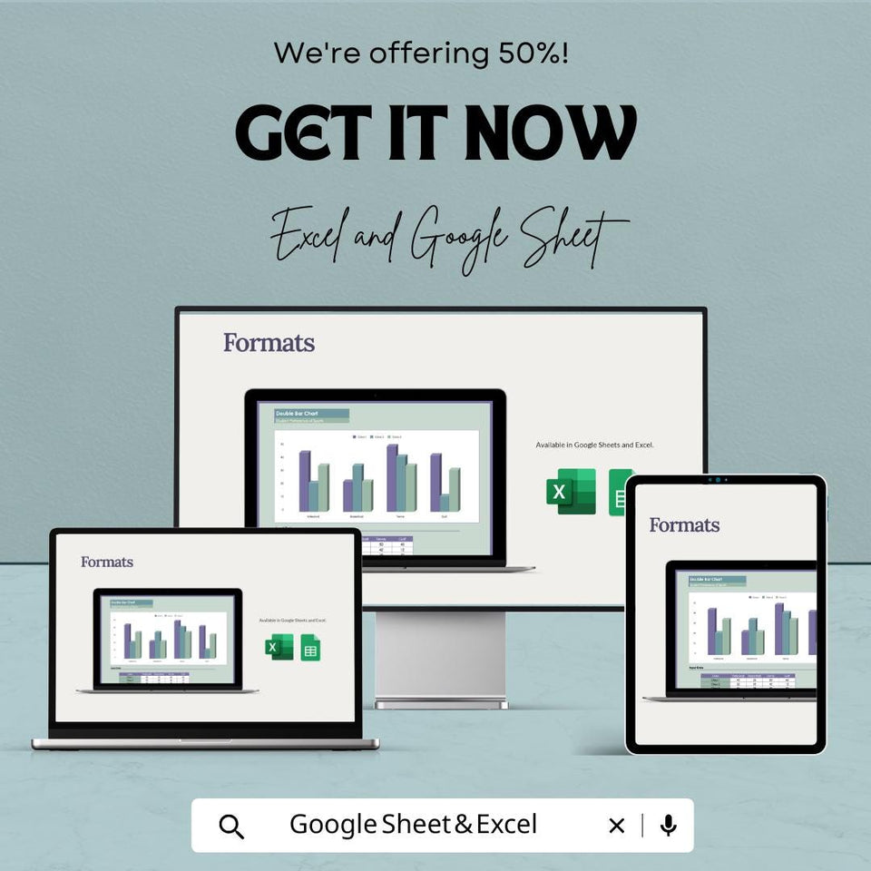 Double Bar Chart Template for Excel & Google Sheets - Visualize and Compare Data