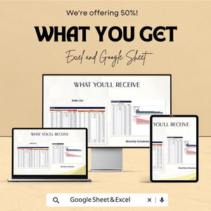 Debt Pay-Off Calculator Sheet – Excel & Google Sheets Template for Debt Management – 50% Off