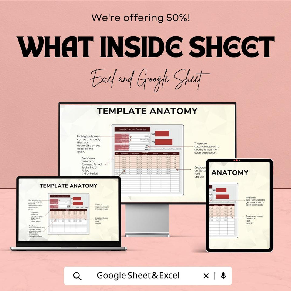 Annuity Calculator Sheet – Excel & Google Sheets Template for Accurate Financial Planning – 50% Off