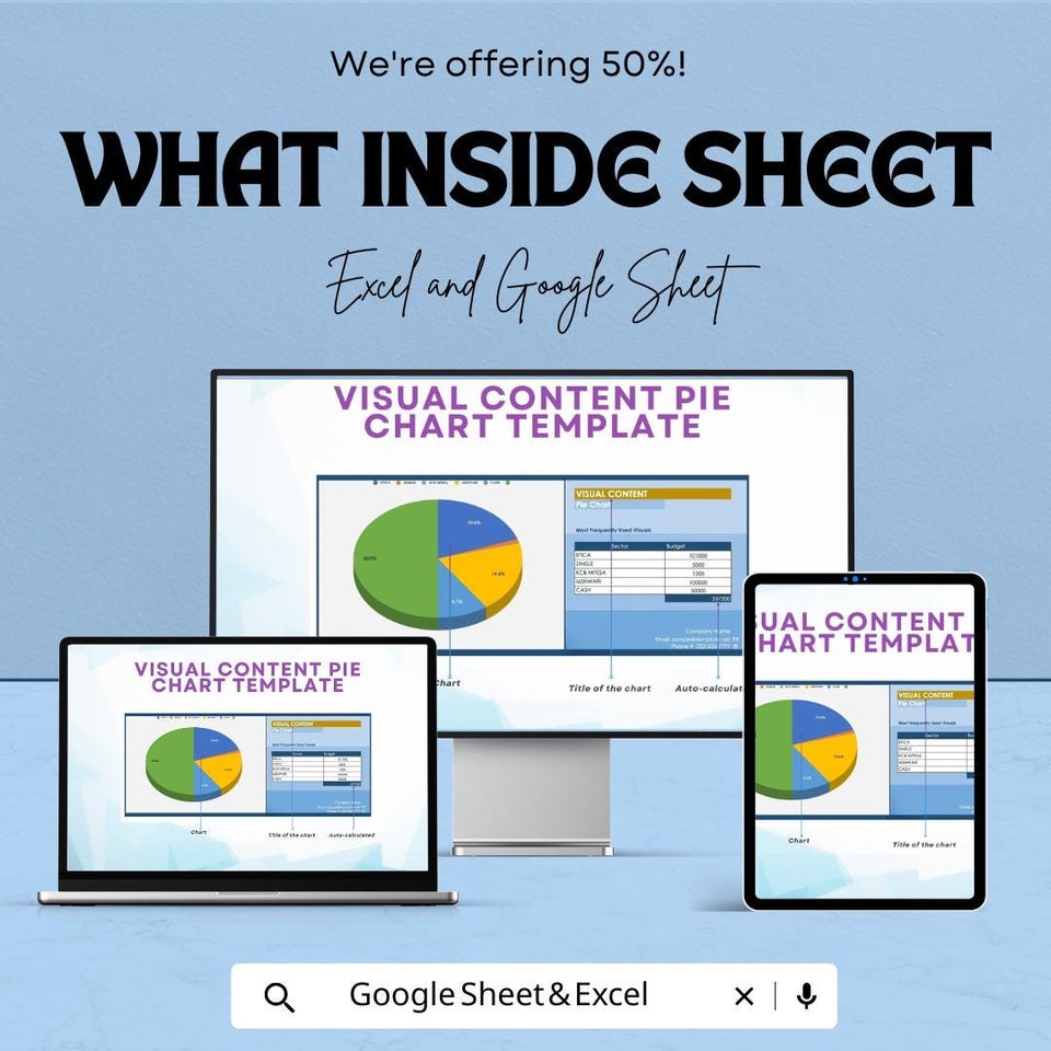 Visual Content Pie Chart Sheet - Excel & Google Sheet Template - Content Strategy Tracker - Customizable Pie Chart - Visual Content Analysis