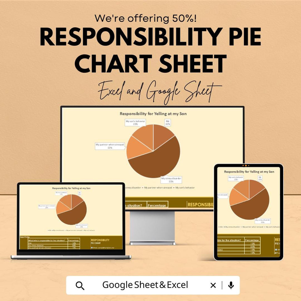 Responsibility Pie Chart Sheet - Excel & Google Sheets Template for Tracking Accountability and Role Distribution