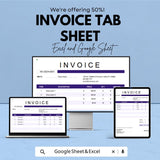 Invoice Tab Template - Excel & Google Sheets - Simple, Customizable Invoice Tracker for Businesses