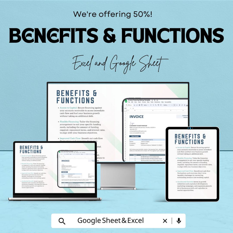 Invoice Financing Template - Excel & Google Sheets - Streamlined Invoice Financing for Startups