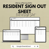 50% Off - Resident Sign Out Sheet for Excel & Google Sheets | Departure Tracker | Residential Management | Organize Resident Check-Outs