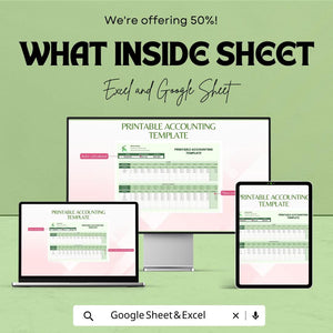 50% Off - Printable Accounting Sheet for Excel and Google Sheets | Monthly Financial Tracker | Income & Expense Template | Budget Planner |