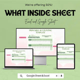 50% Off - Printable Accounting Sheet for Excel and Google Sheets | Monthly Financial Tracker | Income & Expense Template | Budget Planner |